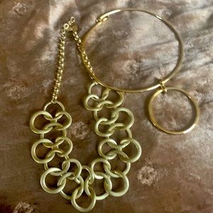 Gold 2 necklace and matching bracelet bundle